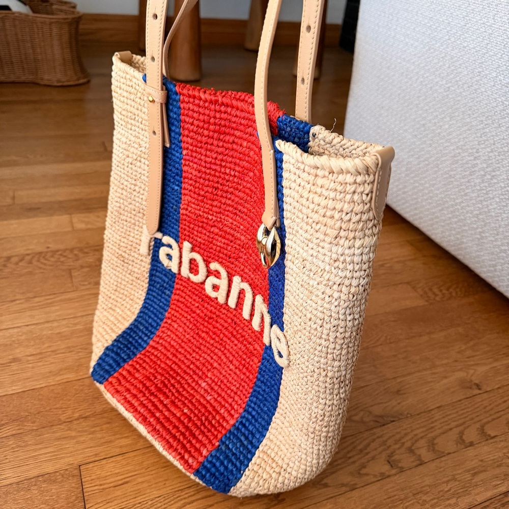 RABANNE LOGO-EMBOSSED RAFFIA BASKET BAG - Picture 3 of 11